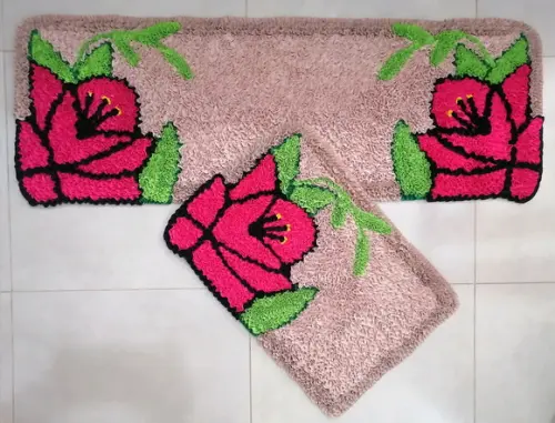 Tapetes Frufru Flor Rosa Pink Antiderrapante