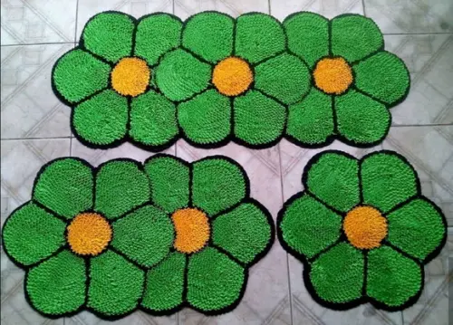 Tapetes Frufru Flor Verde Antiderrapante