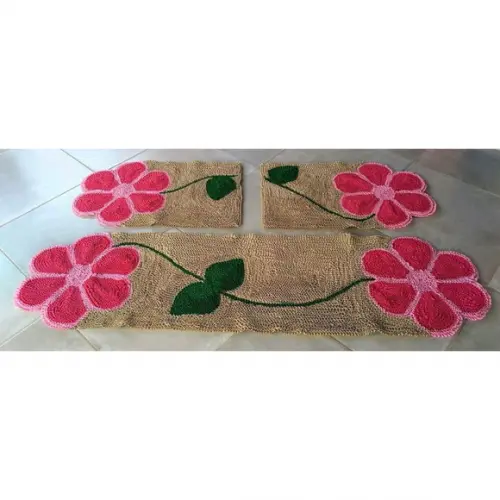 Tapetes Frufru Flor Rosa/ Passadeira 1m80cm Antiderrapante
