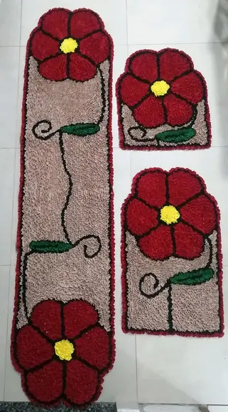 Tapetes Frufru Flor Vermelha 1m85cm / 50cm / 70cm Antiderra.