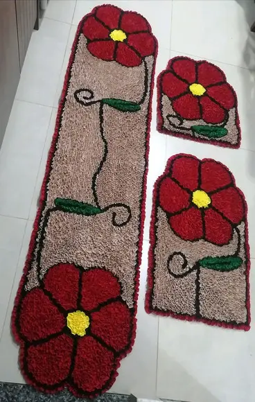 Tapetes Frufru Flor Vermelha 1m85cm / 50cm / 70cm Antiderra.