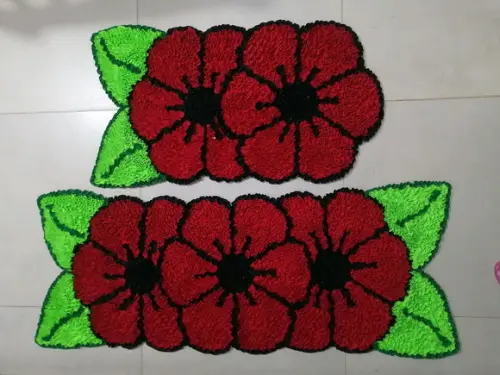 Tapetes Frufru Flor Vermelha Antiderrapante