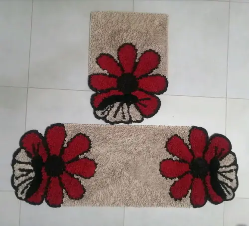 Tapetes Frufru Flor Vermelha Antiderrapante
