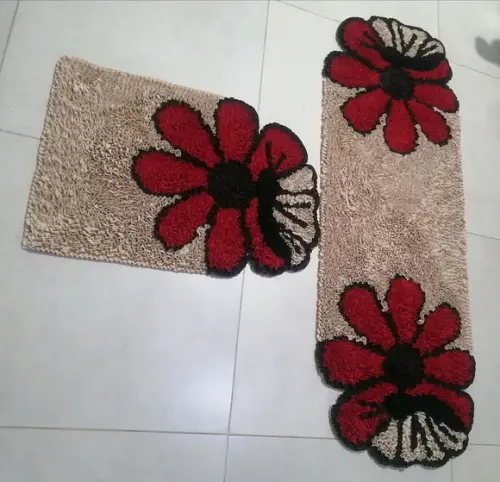 Tapetes Frufru Flor Vermelha Antiderrapante