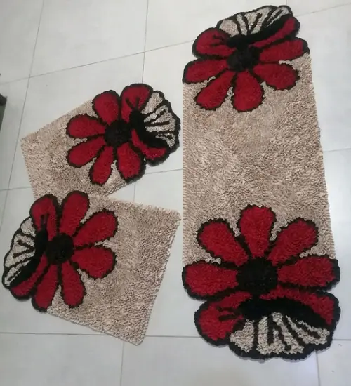 Tapetes Frufru Flor Vermelha Antiderrapante