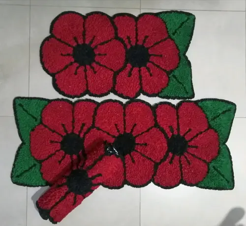 Tapetes Frufru Flor Vermelha Antiderrapante