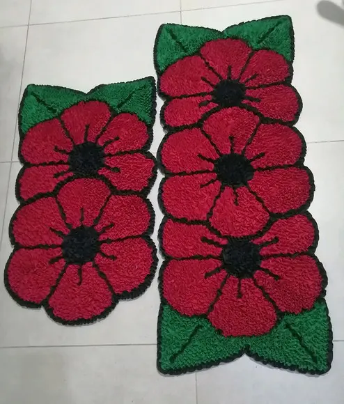 Tapetes Frufru Flor Vermelha Antiderrapante