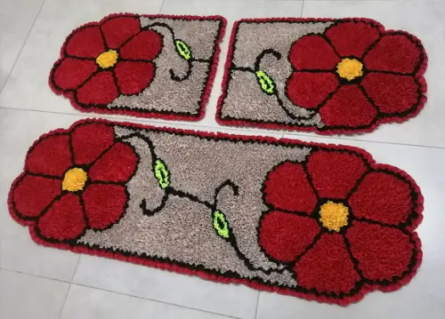 Tapetes Frufru Flor Vermelha Antiderrapante