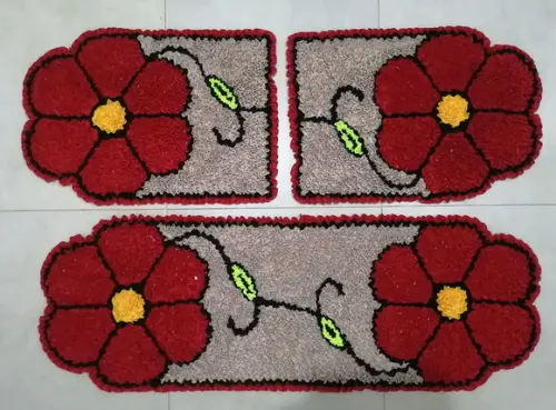 Tapetes Frufru Flor Vermelha Antiderrapante