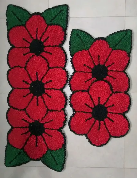 Tapetes Frufru Flor Vermelha Antiderrapante