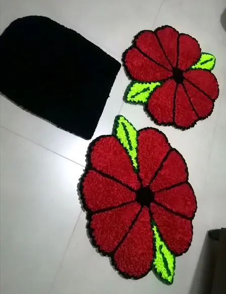 Tapetes Frufru Flor Vermelha Antiderrapante
