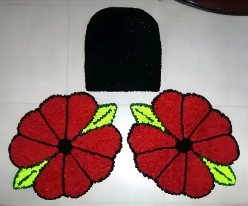 Tapetes Frufru Flor Vermelha Antiderrapante