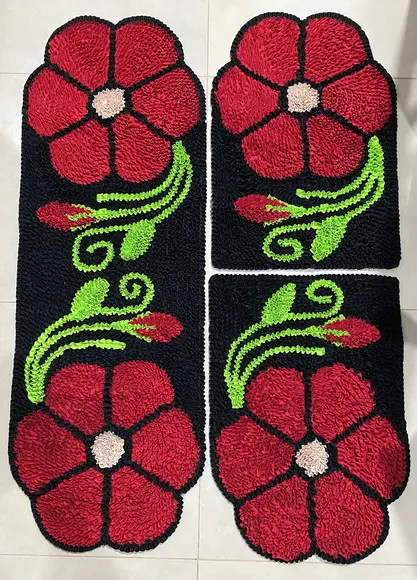 Tapetes Frufru Flor Vermelha Antiderrapante