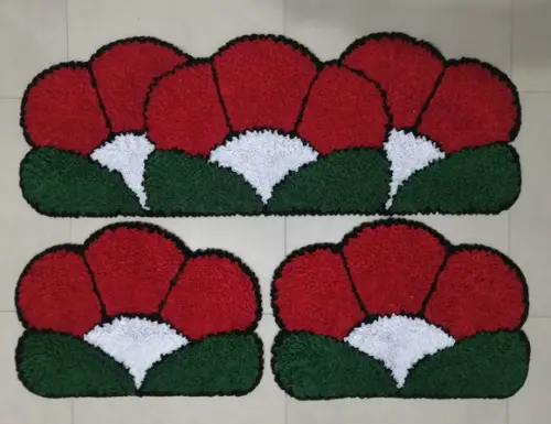 Tapetes Frufru Flor Vermelha Antiderrapante