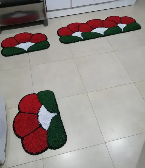 Tapetes Frufru Flor Vermelha Antiderrapante