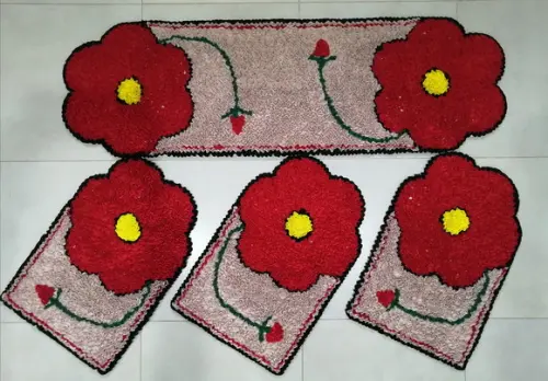 Tapetes Frufru Flor Vermelha Antiderrapante