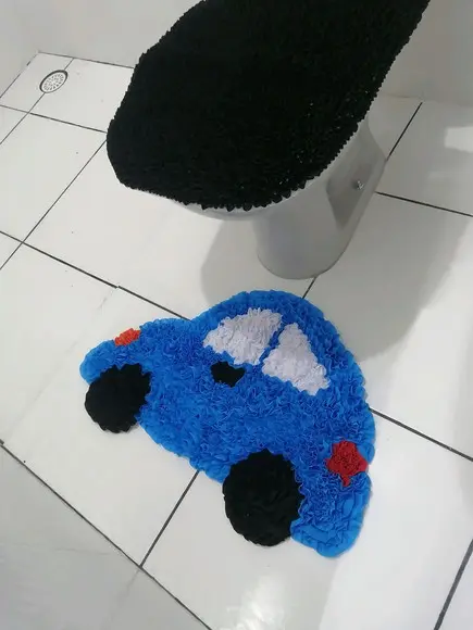 Tapetes Frufru Lavabo Carrinho Azul Antiderrapante
