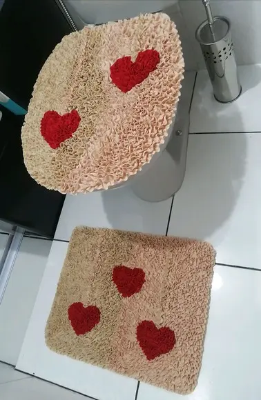 Tapetes Frufru Lavabo Corações Antiderrapante