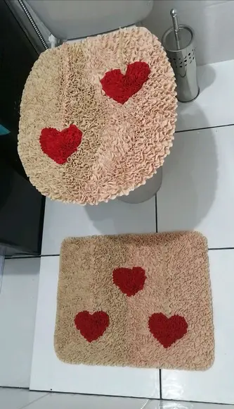 Tapetes Frufru Lavabo Corações Antiderrapante
