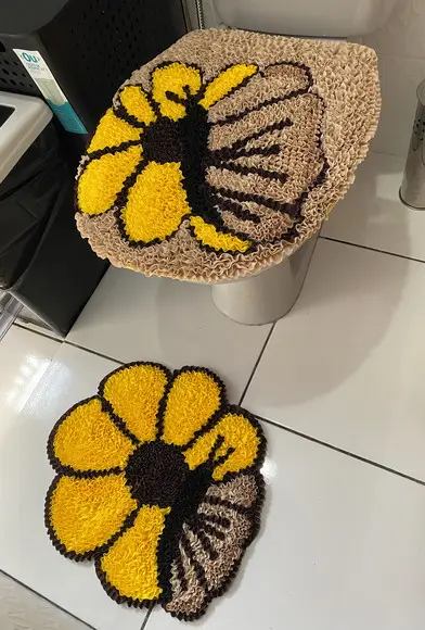 Tapetes Frufru Lavabo Flor Amarela Antiderrapante