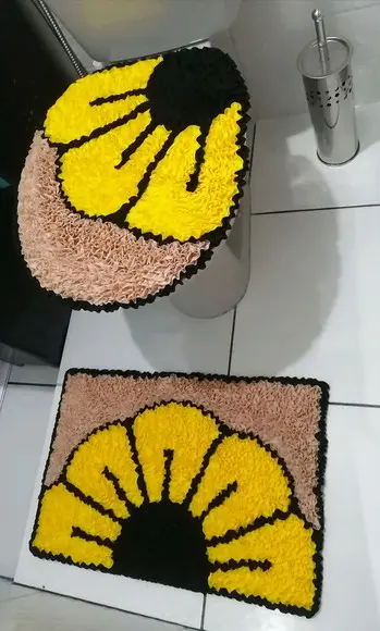 Tapetes Frufru Lavabo Flor Amarela Antiderrapante