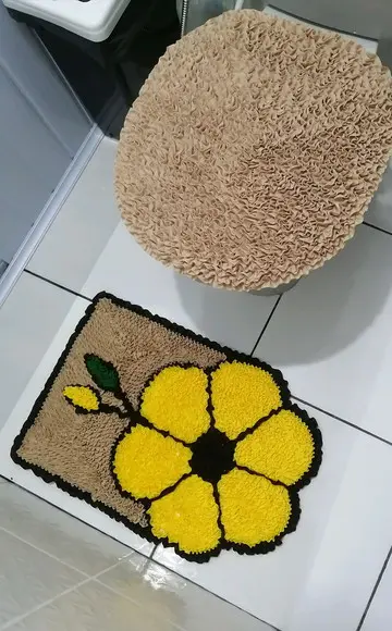 Tapetes Frufru Lavabo Flor Amarela Antiderrapante