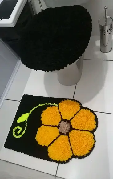 Tapetes Frufru Lavabo Flor Amarela Antiderrapante