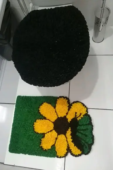 Tapetes Frufru Lavabo Flor Amarela Antiderrapante