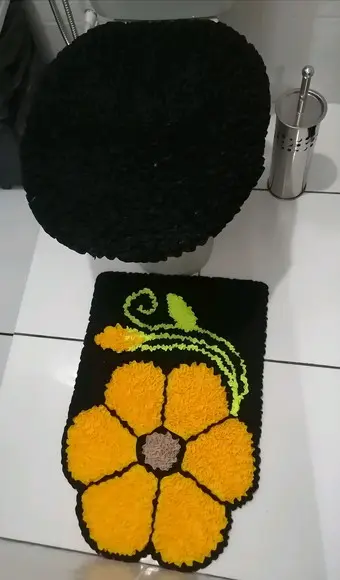 Tapetes Frufru Lavabo Flor Amarela Antiderrapante