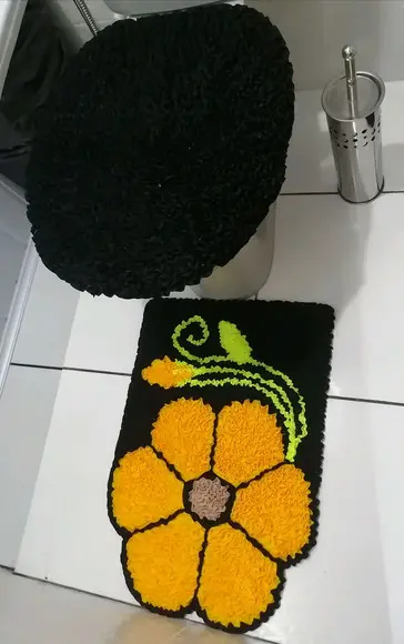 Tapetes Frufru Lavabo Flor Amarela Antiderrapante