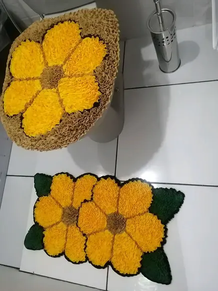 Tapetes Frufru Lavabo Flor Amarela Antiderrapante