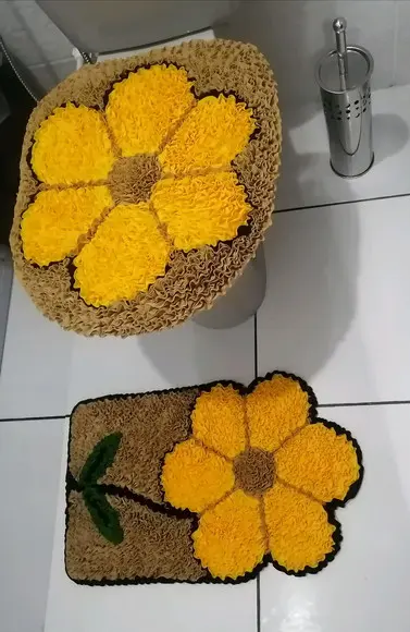 Tapetes Frufru Lavabo Flor Amarela Antiderrapante
