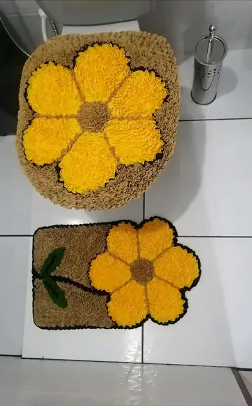 Tapetes Frufru Lavabo Flor Amarela Antiderrapante