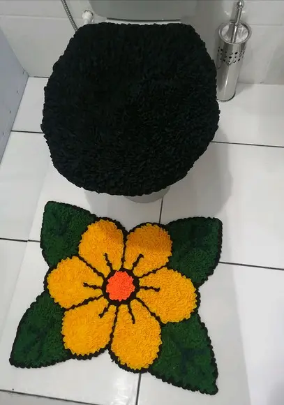 Tapetes Frufru Lavabo Flor Amarela Antiderrapante
