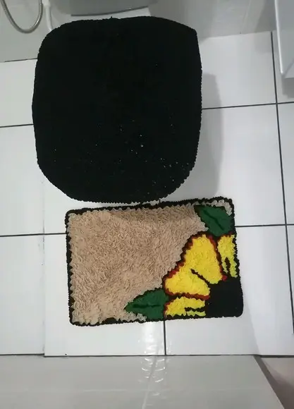 Tapetes Frufru Lavabo Flor Amarela Antiderrapante