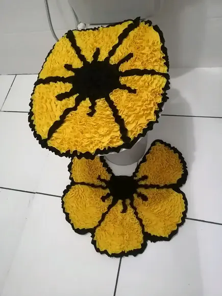 Tapetes Frufru Lavabo Flor Amarela Antiderrapante