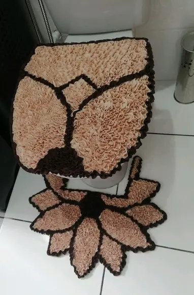 Tapetes Frufru Lavabo Flor Bege Antiderrapante