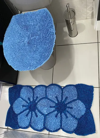 Tapetes Frufru Lavabo Flor Azul Antiderrapante