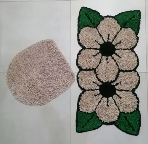 Tapetes Frufru Lavabo Flor Bege Antiderrapante