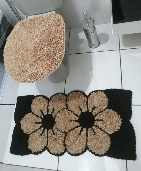Tapetes Frufru Lavabo Flor Bege Antiderrapante