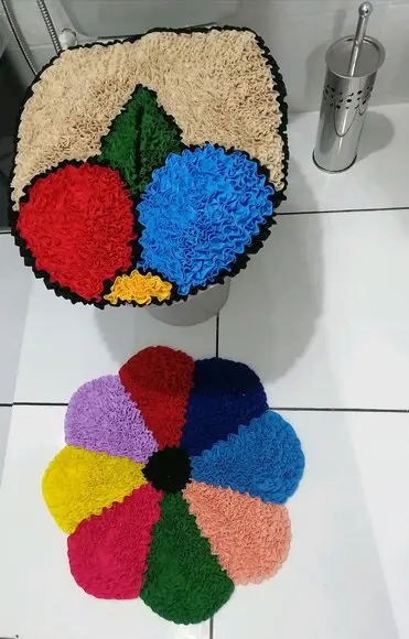Tapetes Frufru Lavabo Flor Colorida Antiderrapante