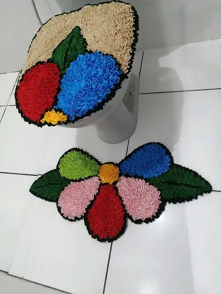 Tapetes Frufru Lavabo Flor Colorida Antiderrapante