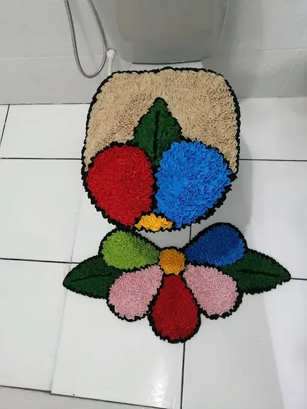Tapetes Frufru Lavabo Flor Colorida Antiderrapante