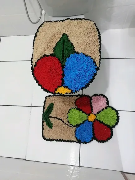 Tapetes Frufru Lavabo Flor Colorida Antiderrapante