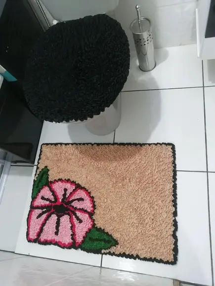 Tapetes Frufru Lavabo Flor Rosa 50cm X 70cm Antiderrapante