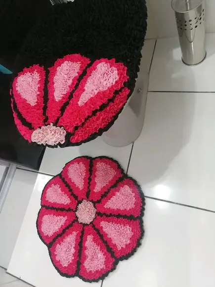 Tapetes Frufru Lavabo Flor Rosa Antiderrapante