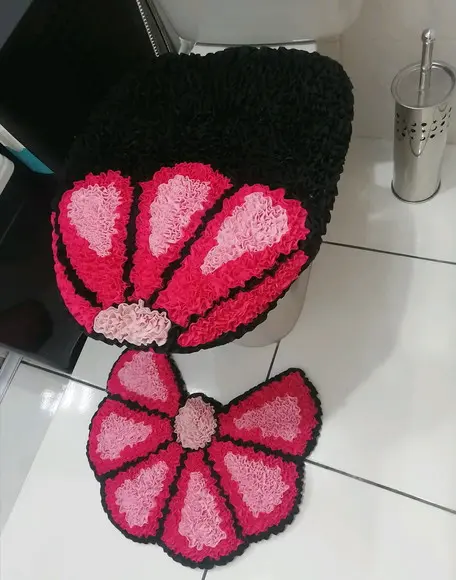 Tapetes Frufru Lavabo Flor Rosa Antiderrapante