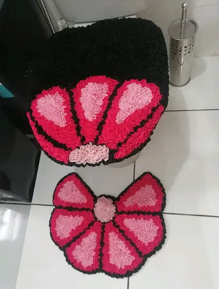 Tapetes Frufru Lavabo Flor Rosa Antiderrapante