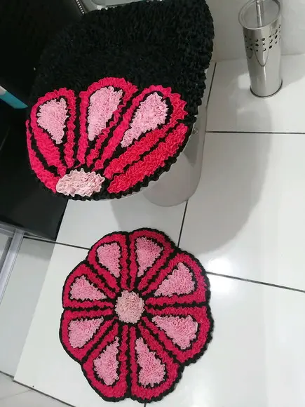 Tapetes Frufru Lavabo Flor Rosa Antiderrapante