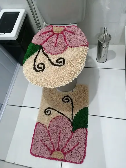 Tapetes Frufru Lavabo Flor Rosa Antiderrapante